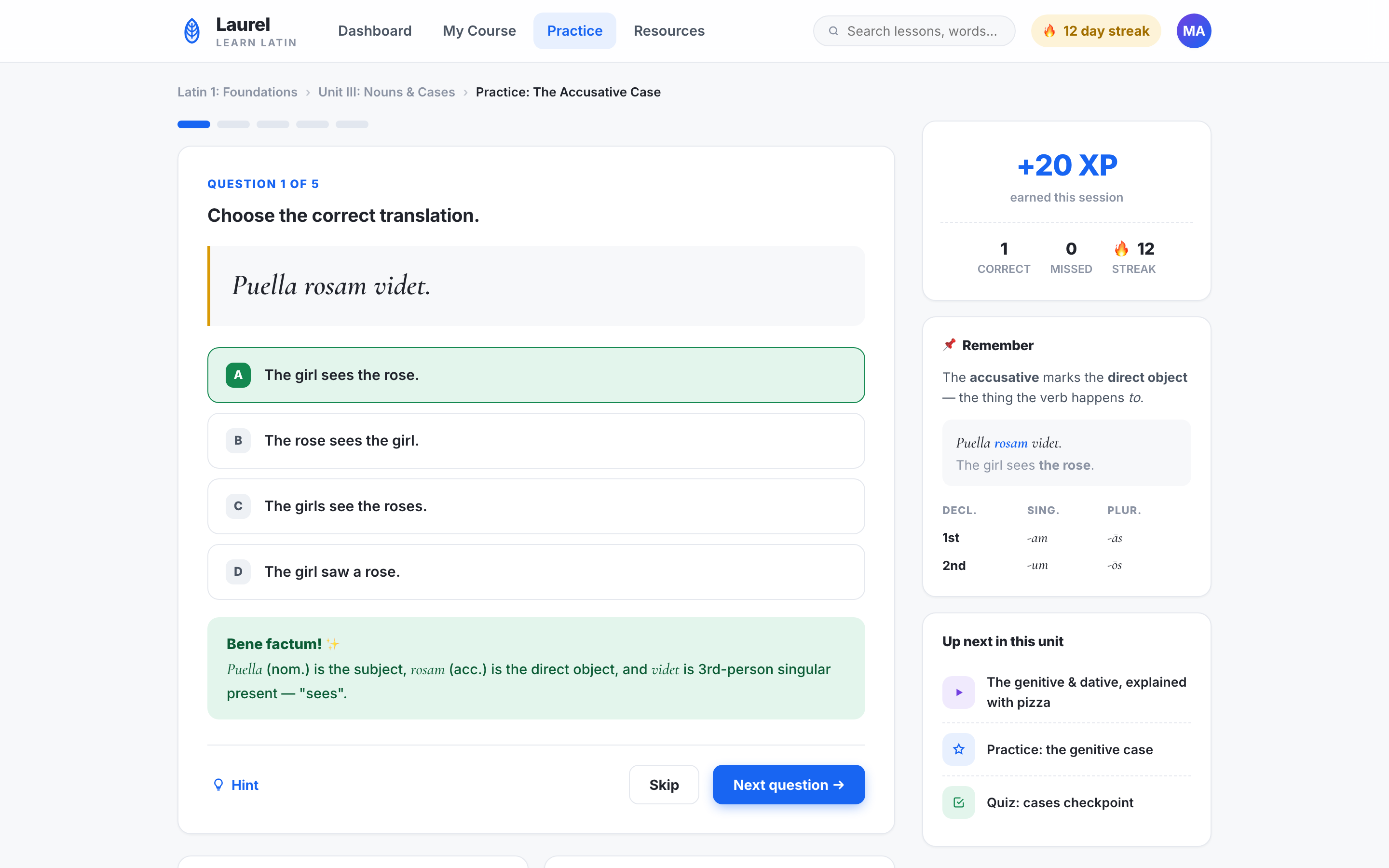 Laurel LMS answer feedback